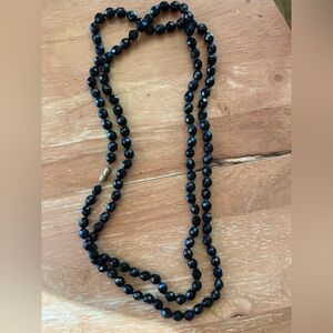 Black Faceted Bead Long Necklace - Women's Jewelry